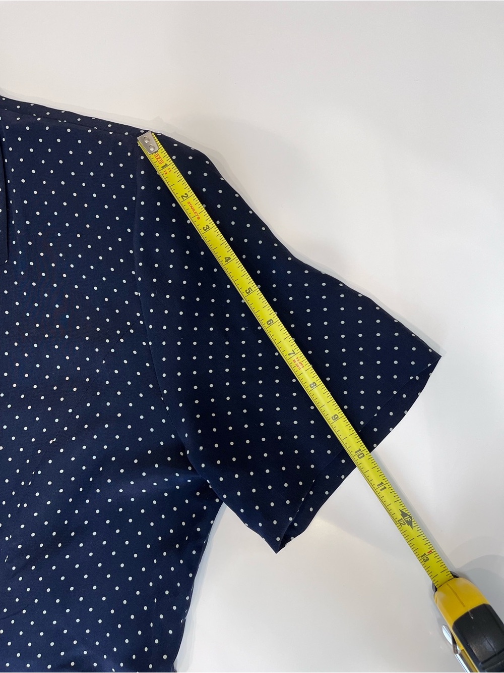 Vintage Jones New York Silk Navy Polka Dot Button-Front Mini Dress - Picture 6 of 7